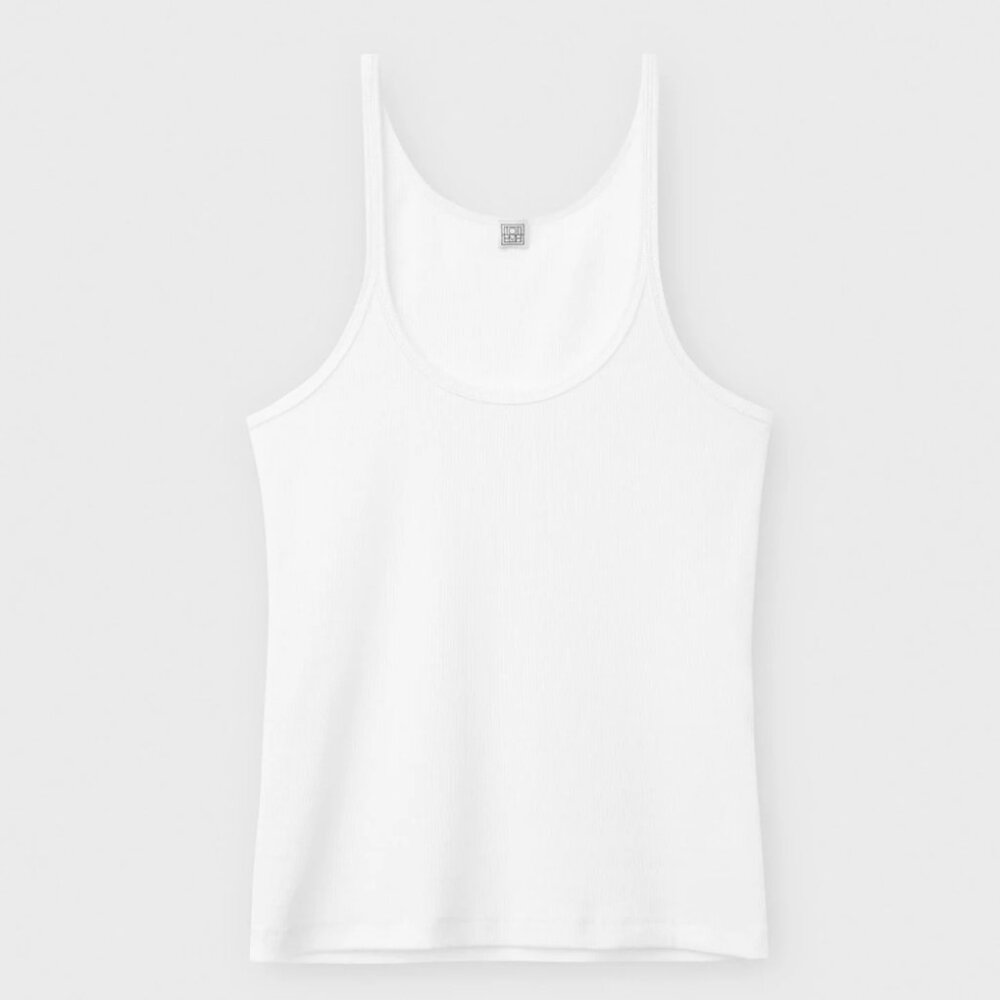 Toteme Scoop Neck Ribbed Tank (S) White